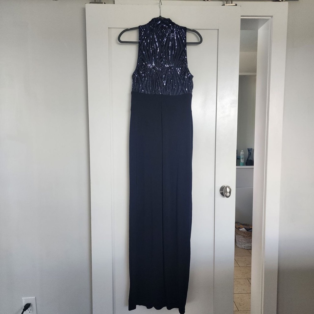 NEW Ralph Lauren blue navy Maxi dress sequin formal gown - Picture 4 of 6